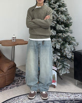 Cain Wide Washed Denim Pants