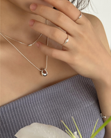 Brush pearl necklace (silver)