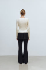 CUT OUT WRAP KNIT TOP - IVORY