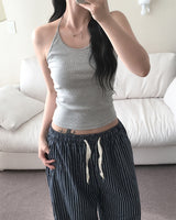 [Layered] Ribbed Halter Sleeveless T-Shirt (5 colors)