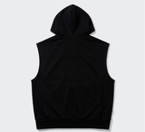 Crop Hooded Zip-up Vest Black