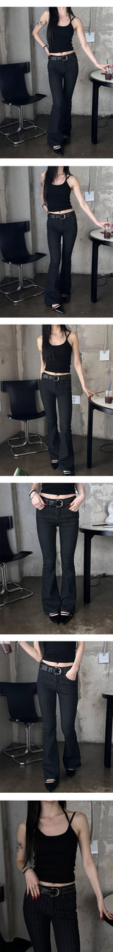 Stripe boots cut pants