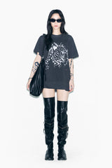 CHEETAH GRAPHIC OVERSIZED T-SHIRT CHARCOAL