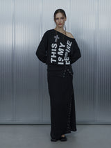 BOLD LETTERING LOOSE TOP / BLACK
