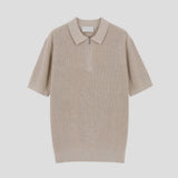 LMN Rainy Silket Hatch Semi Zip-Up Short Sleeve Knitwear (8 colors)
