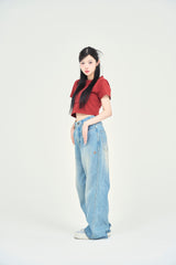 ワッペンステッチ半袖ミニTシャツ