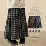 Ronnie checkered frill long skirt