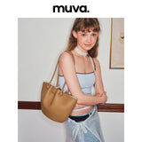 muva. Large‑Capacity Tote Bag for Women, 2024 New School Commuter Travel Genuine‑Leather Niche Textured Handbag, New Arrival May 16