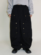 Kuro banding snap pocket wide fit washed pants