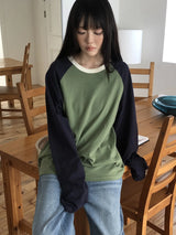 Seg Contrast Raglan Long-Sleeve T-Shirt