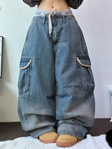HIGH QUALITY 💍💎 LIP BALLOON PARACHUTE DENIM PANTS 🤎2 SIZE