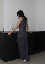 PEARL MESH SHIRRING TOP