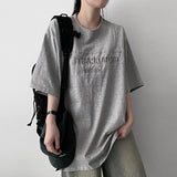ポーチエンブロイダリースリットボクシーフィットショートスリーブTシャツ