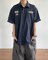 Temple linen short-sleeved shirt