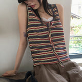 Titan color combination striped strap vest tank top sleeveless
