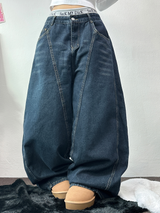 バックタトゥーレタリングバルーンデニムロングパンツ 🩵3サイズ