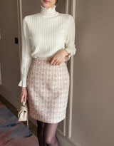 25FW★ Shumed Pearl Tweed H-Line Mini Skirt