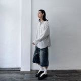 グレー ミスト ストライプ シャツ
