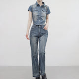 Pias denim cropped shirt