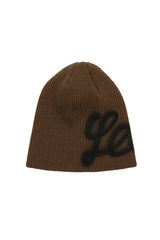 LOGO SPRAYED BEANIE BROWN