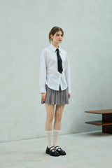 LOWELL SLIM FIT STRIPE SHIRRLING SHIRT / WHITE
