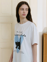 HEART CAT FRIENDS LOOSE FIT T-SHIRT WHITE