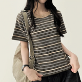 ロビンカラーストライプダンガラ半袖Tシャツ