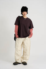 Two-tone stripe layered long sleeve