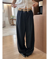 One tuck stripe wide slacks(3color)