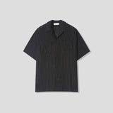 Wavy Open Collar Half Shirt