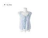 Borin Frill Lace Ribbon Layered Sleeveless Blouse