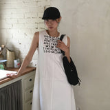 Vincy Nylon Lettering Sleeveless Long Dress