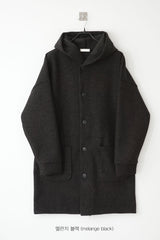relaxed hood wool coat