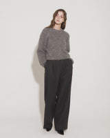 WOOL DOUBLE PLEATED SLACKS [CHARCOAL]