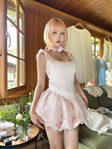 ROSE ISLAND Flower Bed Bud Ballet Dress Multi-layer Textured Patchwork Dreamy Summer Jellyfish Dress
