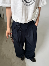 belted denim wide slacks