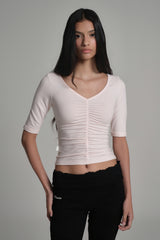 Soft Blush Shirring Top, Pink