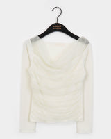 Ssotin Chiffon Shirring Drape T-shirt
