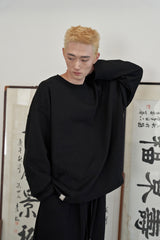 HEAVY-TERRY BALLOON SWEAT BOX TEE (Black)