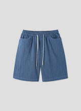 Striped Bermuda Carpenter Denim Wide Pants 2COLOR