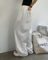 [MADE] ドット、ピンタックワイドパンツ