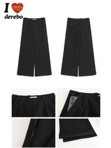 black wide casual straight pants