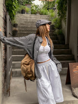 Delight semi-over summer check shirt