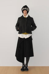 (WOOL) D-RING UNBALANCE SKIRT