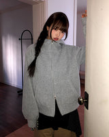 Inu Fleece High-Neck Two-Way Hooded Zip-Up
