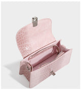 Luxury Croc-Embossed Mini Square Bag Chain Handle Crossbody Shoulder Bag