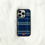 【MADE】ネイビーチェックiPhoneケース [Glossy Glass/Magsafe]