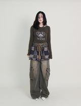 Kibet Heart Vintage Printed Long Sleeve T-Shirt