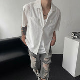 LN Lace Open Collar Short-Sleeved Shirt (2 colors)