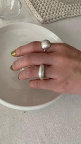 Matt silver open ring set
